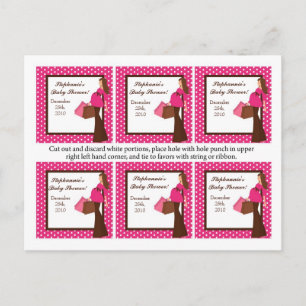 6 Favour Tags Pink Mod Mom Polka Dots Invitation Postcard