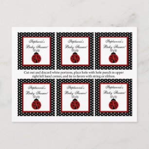 6 Favour Tags Red Ladybug Invitation Postcard