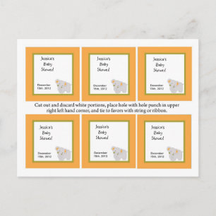 6 Favour Tags Tropical Punch Elephant Invitation Postcard