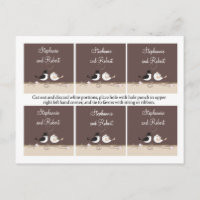 6 Favour Tags Wedding Birds Bride Groom Love Coupl