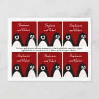 6 Favour Tags Wedding Penguin Love Couple Mate for