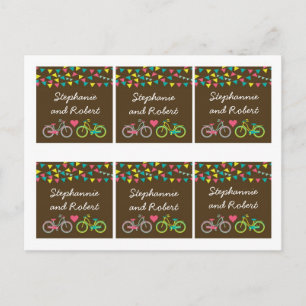 6 Favour Tags Whimsical Love Lovers Bikes Bicycle Postcard