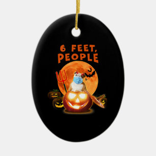6 Feet People Bulldog Dog With Mask Halloween Gift Ceramic Ornament