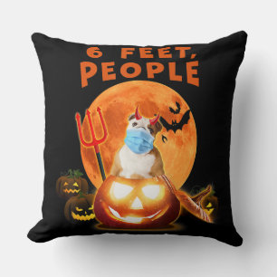 6 Feet People Bulldog Dog With Mask Halloween Gift Throw Pillow