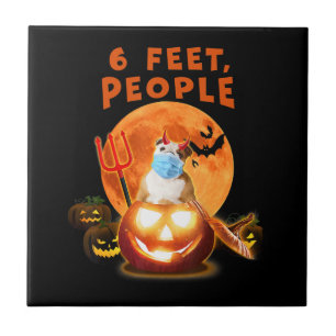 6 Feet People Bulldog Dog With Mask Halloween Gift Tile