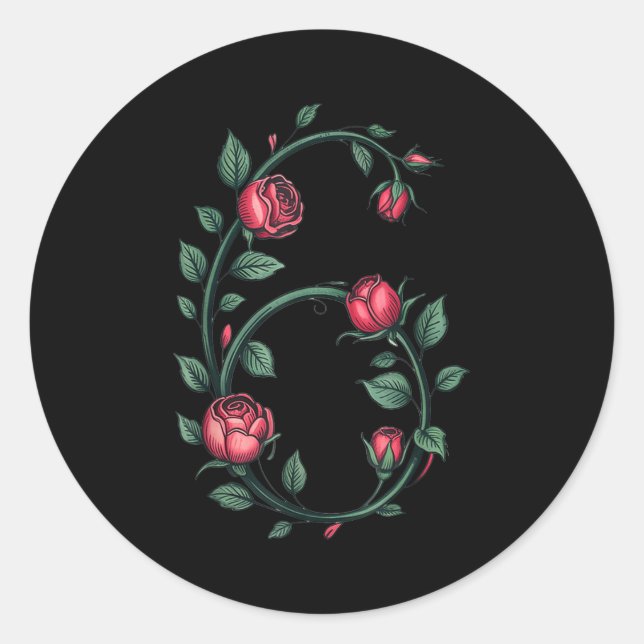 6 Floral 67 Rose Valentines Day Funny Love Matchin Classic Round Sticker (Front)