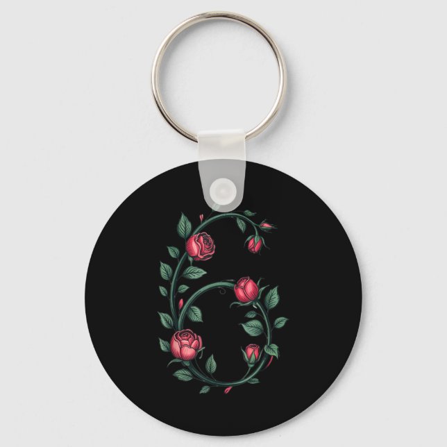 6 Floral 67 Rose Valentines Day Funny Love Matchin Keychain (Front)