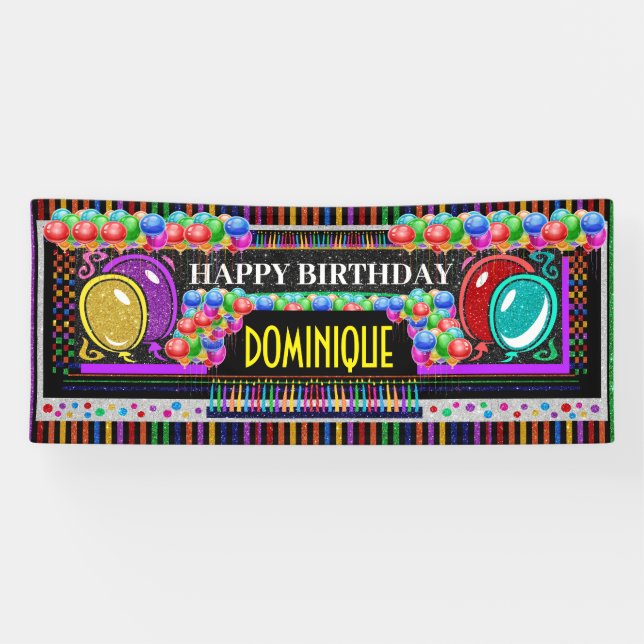 6 Foot Birthday Banner Happy Happy (Horizontal)