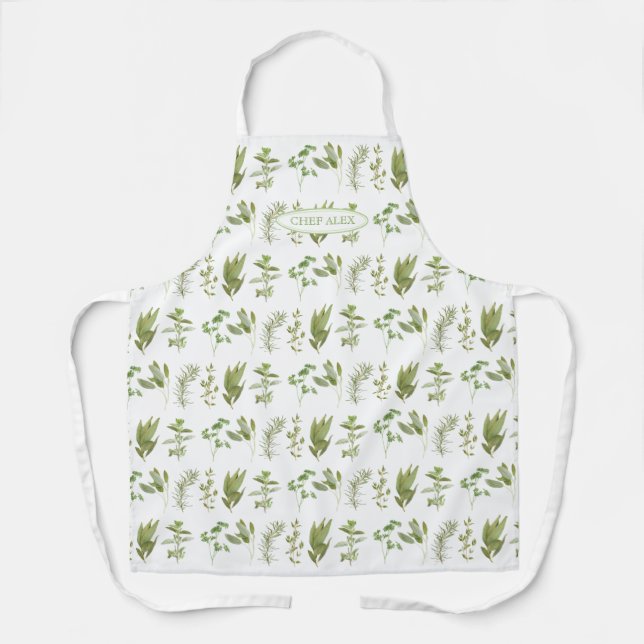 6 FRESH HERBS Apron + Name - medium (Front)