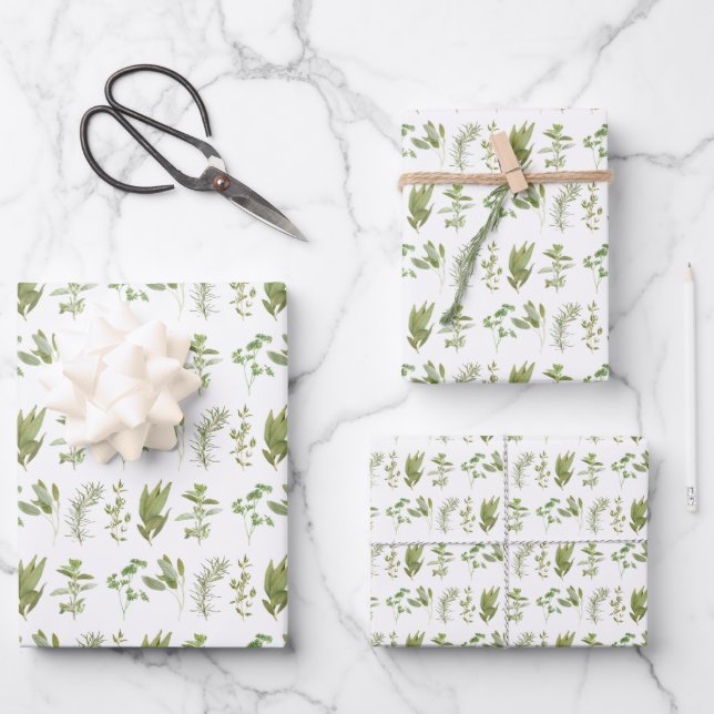6 FRESH HERBS Flat Sheet Wrapping Paper  (Front)