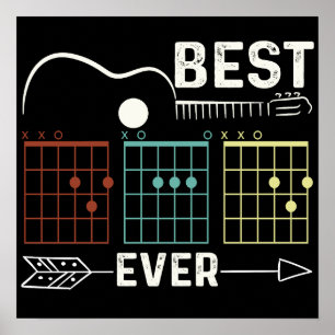 6 Funny Best Guitar Dad Ever Chord Men For Music Poster