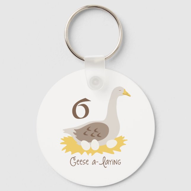 6 Geese A-Laying Keychain (Front)