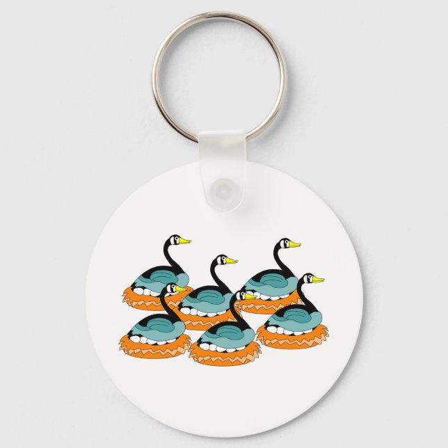 6 Geese A Laying Keychain (Front)