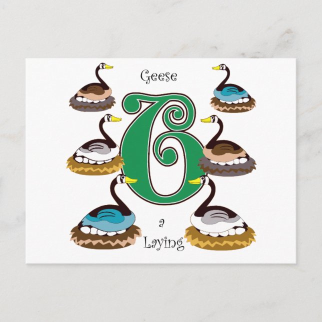 6 Geese a Laying Postcard (Front)