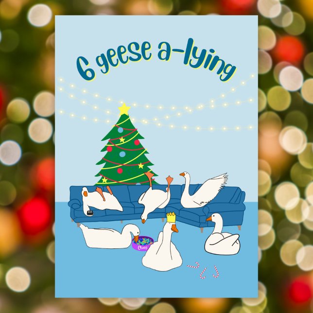 6 geese a-lying funny cartoon birds Christmas Holiday Card (Creator Uploaded)
