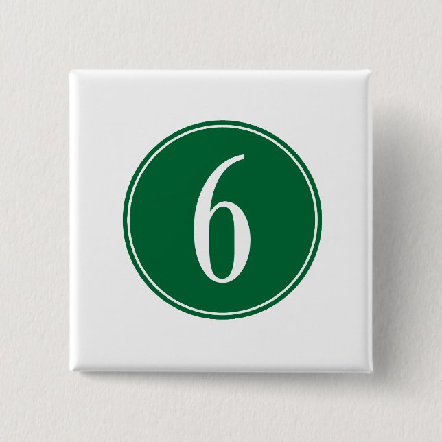 #6 Green Circle 2 Inch Square Button (Front)