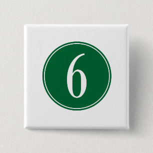 #6 Green Circle 2 Inch Square Button