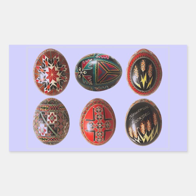 6 Hand Painted Ukrainian Easter Eggs Sticker (Front)