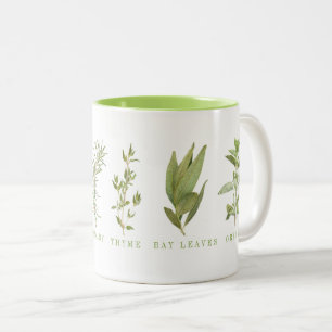 6 HERBES FRAÎCHES Chaux Mug à deux tons