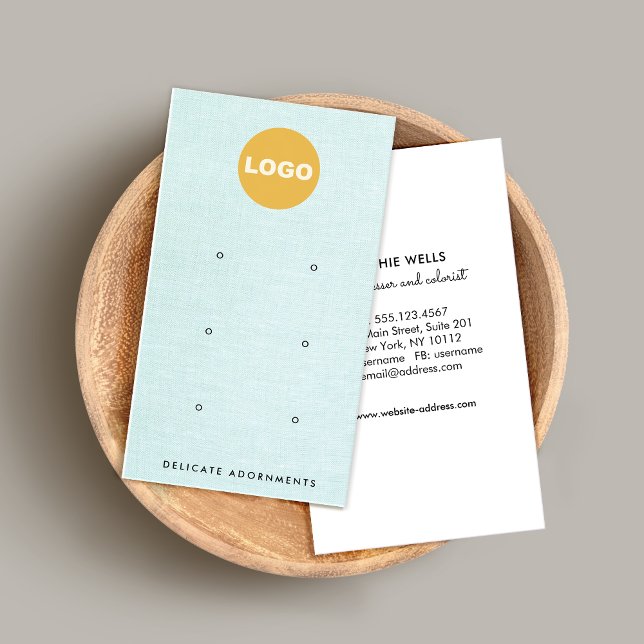6 Hole Stud Earring Blue Linen Display  Business C Business Card (Creator Uploaded)