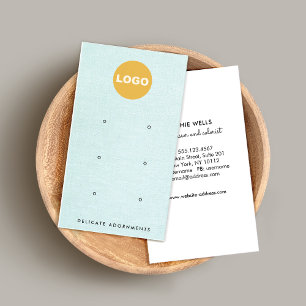 6 Hole Stud Earring Blue Linen Display  Business C Card