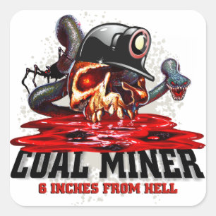 6 INCHES FROM HELL SQUARE STICKER