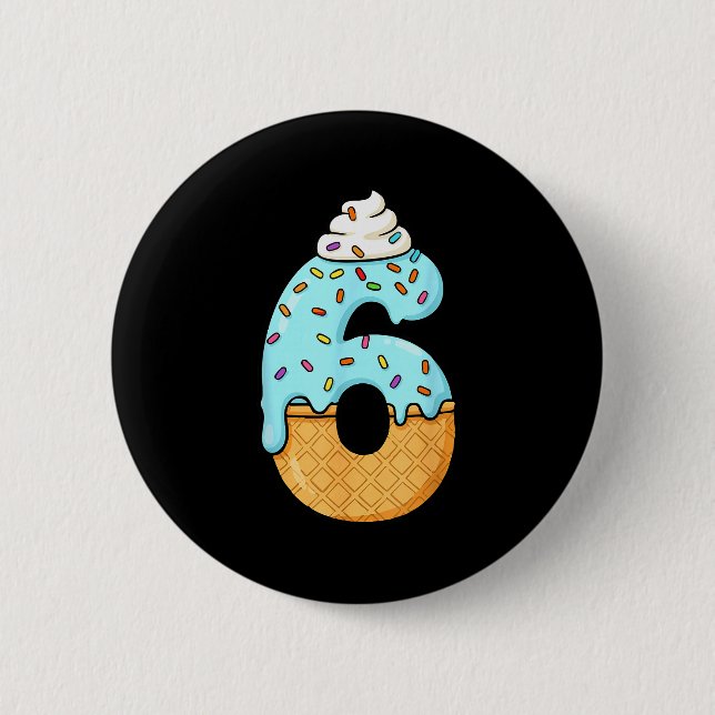 #6 Jersey Uniform Drip Teen Slang, Funny Ice Cream 2 Inch Round Button (Front)