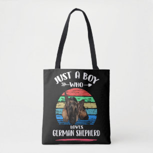 6 Just A Boy Who Loves German Shepherd Vintage Tote Bag