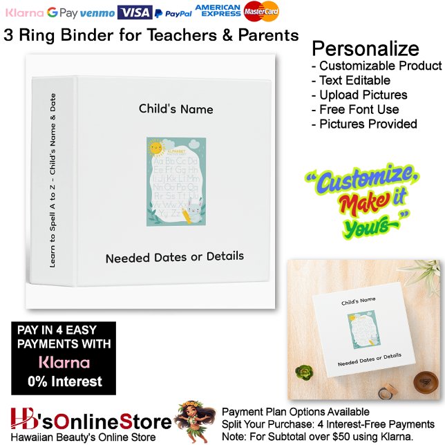 6 Learn To Spell A to Z Child's Name Date Teacher  Binder (6 Learn To Spell A to Z Child's Name Date Teacher 3 Ring Binder.)