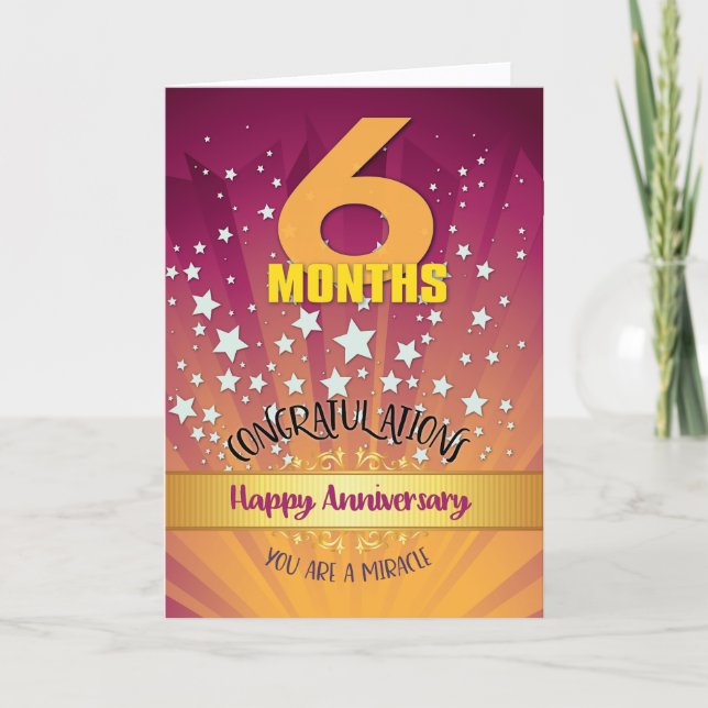 6 Month Recovery Anniversary Bold Numeral Card (Front)