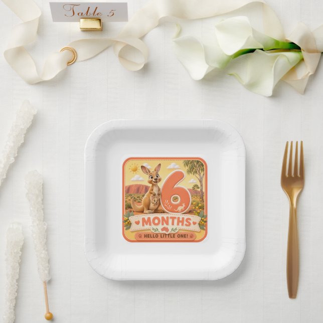 6 Months Baby Milestone Adventure Paper Plate (Wedding)