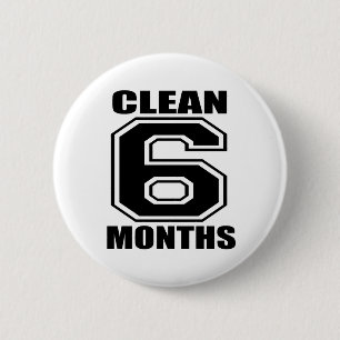 6 months clean black 2 inch round button