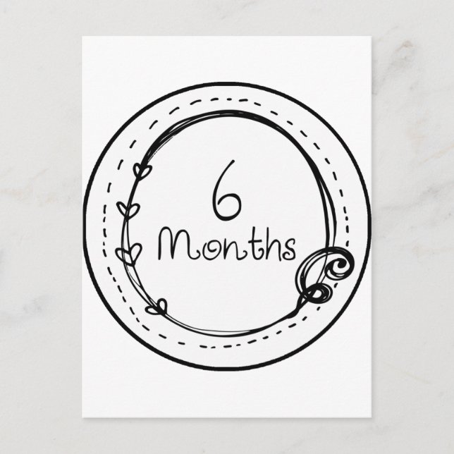 6 Months Doodle Milestone Postcard (Front)