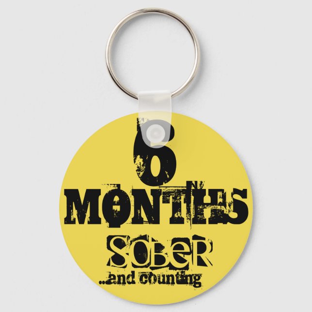 6 Months Sobriety Keychain (Front)