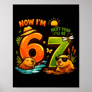 6 next year be 7 capybara 67 birthday boys girl poster