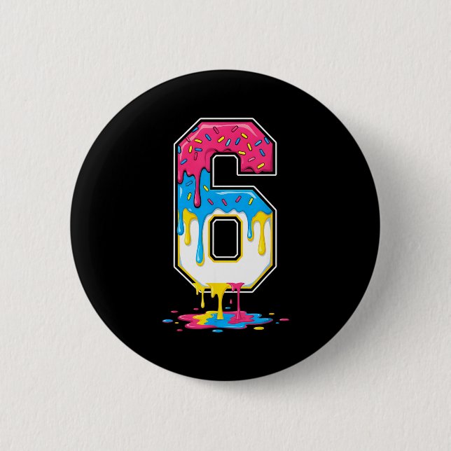 6 Number Seven Team Srts Ice Cream Drip Matching V 2 Inch Round Button (Front)