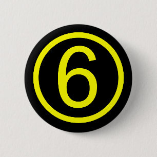 6 - number six 2 inch round button
