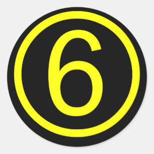 6 - number six classic round sticker