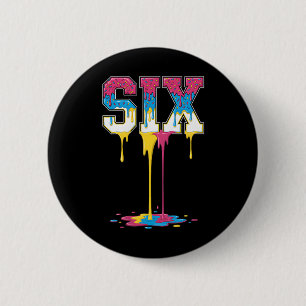 6 Number Six Team Sports Ice Cream Drip 67 (2 Side 2 Inch Round Button