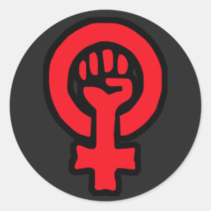 6 Pack Custom Red Glossy Feminist Symbol Stickers
