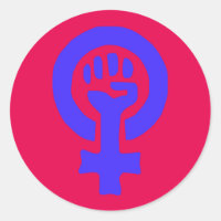6 Pack Large Custom Blue Glossy Feminist Stickers