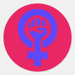 6 Pack Large Custom Blue Glossy Feminist Stickers