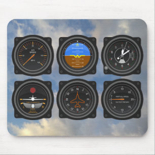 6 Pack of Airplane Gauges in the Clouds Mouse Pad