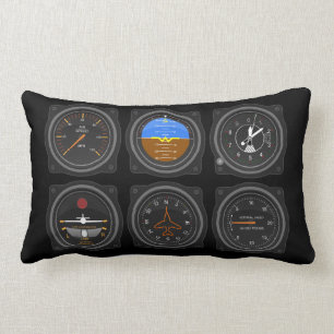 6 Pack of Airplane Gauges Lumbar Pillow