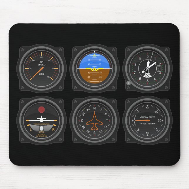 6 Pack of Airplane Gauges Mouse Pad (Front)