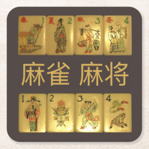 6 paper coasters – 麻雀  麻将  Flowers & Seasons