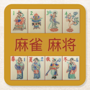 6 paper coasters – 麻雀  麻将 Flowers & Seasons