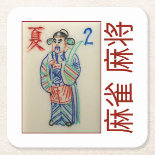 6 paper coasters – Flower/Season tile with 麻雀  麻将