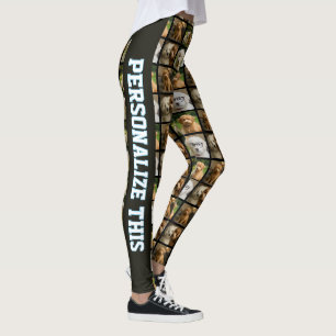 6 Photo and Text Template Personalized Collage  Leggings