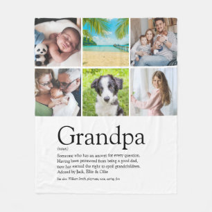 6 Photo Best Grandpa, Grandfather, Papa Definition Fleece Blanket